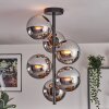 Gastor ceiling light, globe light chrome, Smoke-coloured, 6-light sources