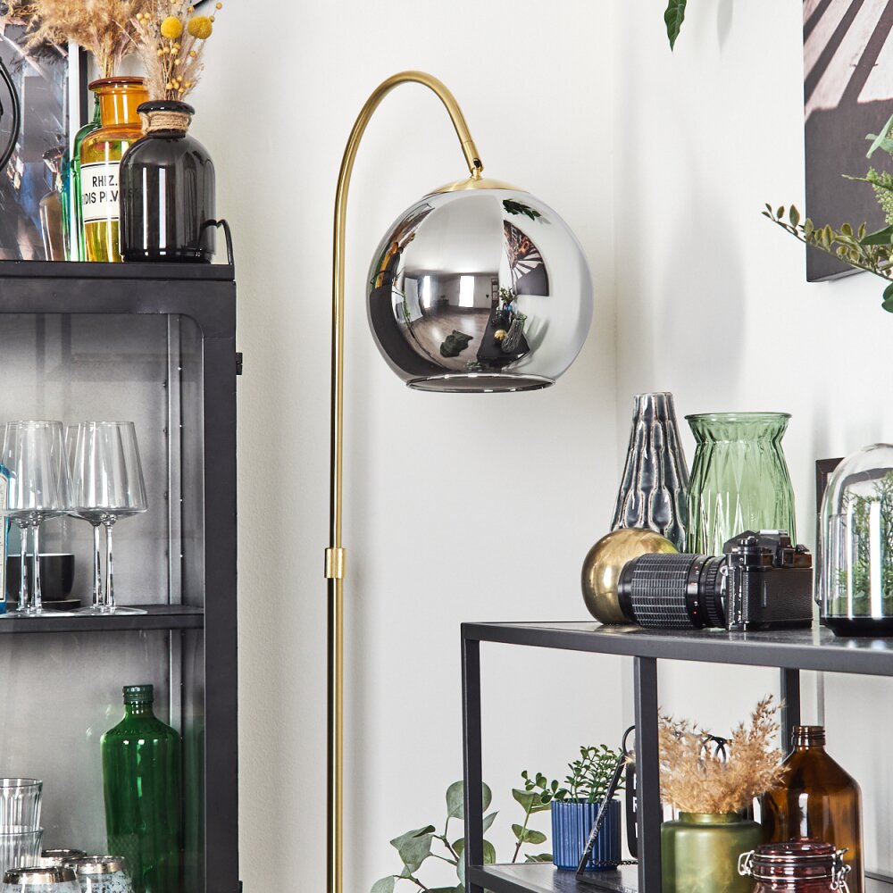 Koyoto globe light, floor lamp brass, 1-light source