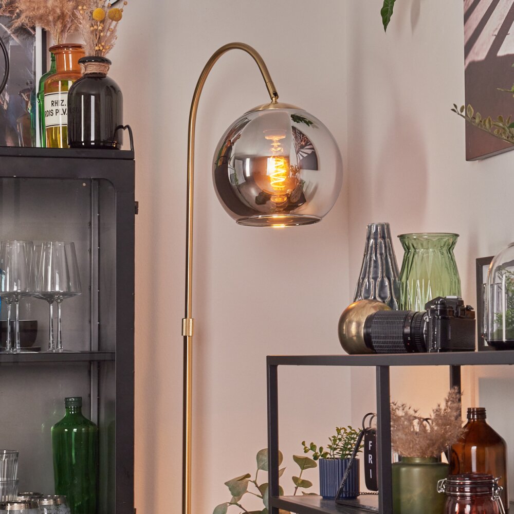Koyoto globe light, floor lamp brass, 1-light source