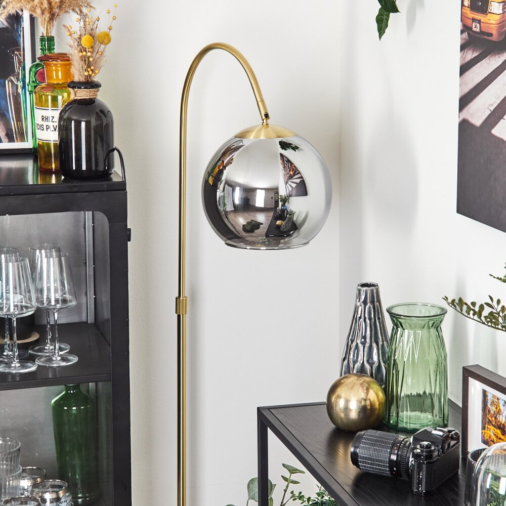 Koyoto globe light, floor lamp brass, 1-light source