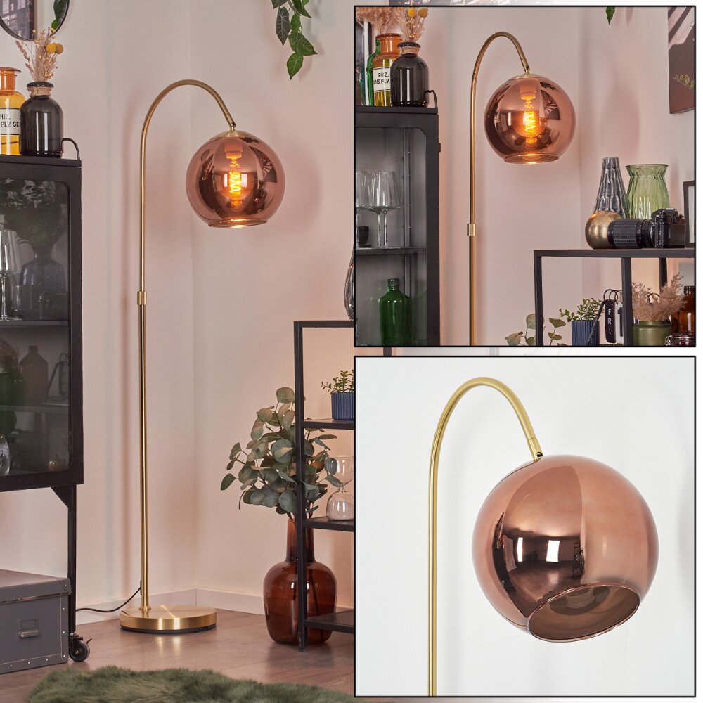 Koyoto globe light, floor lamp brass, 1-light source main product photo