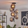 Gastor ceiling light, globe light chrome, Smoke-coloured, 6-light sources