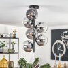 Gastor ceiling light, globe light chrome, Smoke-coloured, 6-light sources