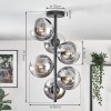 Gastor ceiling light, globe light chrome, Smoke-coloured, 6-light sources