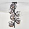 Gastor ceiling light, globe light chrome, Smoke-coloured, 6-light sources