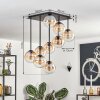 Gastor ceiling light, globe light Amber, clear, 9-light sources