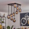 Gastor ceiling light, globe light chrome, Smoke-coloured, 9-light sources