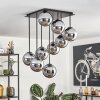 Gastor ceiling light, globe light chrome, Smoke-coloured, 9-light sources