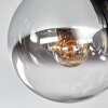 Gastor ceiling light, globe light chrome, clear, Smoke-coloured, 9-light sources