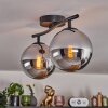 Gastor ceiling light, globe light chrome, Smoke-coloured, 2-light sources