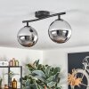 Gastor ceiling light, globe light chrome, Smoke-coloured, 2-light sources