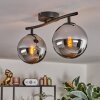 Gastor ceiling light, globe light chrome, Smoke-coloured, 2-light sources