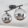 Gastor ceiling light, globe light chrome, Smoke-coloured, 2-light sources