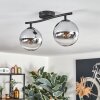 Gastor ceiling light, globe light chrome, clear, Smoke-coloured, 2-light sources