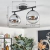 Gastor ceiling light, globe light chrome, clear, Smoke-coloured, 2-light sources