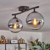 Gastor ceiling light, globe light chrome, clear, Smoke-coloured, 2-light sources