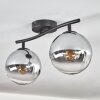 Gastor ceiling light, globe light chrome, clear, Smoke-coloured, 2-light sources