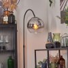 Koyoto globe light, floor lamp chrome, clear, Smoke-coloured, 1-light source