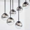 Chehalis ceiling light, globe light chrome, clear, Smoke-coloured, 9-light sources