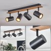 Guardais ceiling light brown, Wood like finish, black, 4-light sources