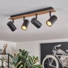 Guardais ceiling light brown, Wood like finish, black, 4-light sources