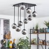 Chehalis ceiling light, globe light chrome, Smoke-coloured, 9-light sources