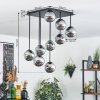 Chehalis ceiling light, globe light chrome, Smoke-coloured, 9-light sources