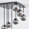 Chehalis ceiling light, globe light chrome, Smoke-coloured, 9-light sources