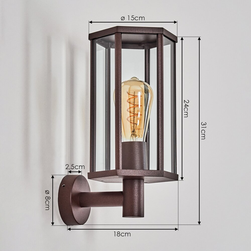 Monfanim outdoor wall light rust-coloured, 1-light source