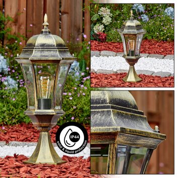 Etoe outdoor light, pedestal light, path light brown, gold, 1-light source