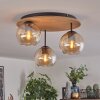 Koyoto ceiling light, globe light Ecru, black, 3-light sources