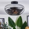 Mertola ceiling light chrome, clear, Smoke-coloured, 1-light source