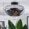 Mertola ceiling light chrome, clear, Smoke-coloured, 1-light source