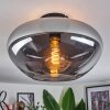 Mertola ceiling light chrome, clear, Smoke-coloured, 1-light source