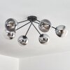 Koyoto ceiling light, globe light 80 cm clear, Smoke-coloured, 6-light sources