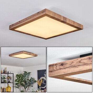 Salmi ceiling light, Panel LED Wood like finish, black, 1-light source