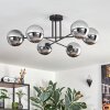 Gastor ceiling light, globe light 15 cm chrome, Smoke-coloured, 6-light sources