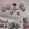 Gastor ceiling light, globe light 15 cm chrome, Smoke-coloured, 6-light sources