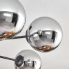 Gastor ceiling light, globe light 15 cm chrome, Smoke-coloured, 6-light sources