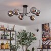 Gastor ceiling light, globe light 15 cm chrome, Smoke-coloured, 6-light sources