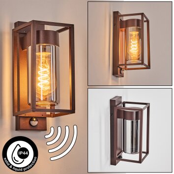 Boucinho outdoor wall light rust-coloured, 1-light source, Motion sensor