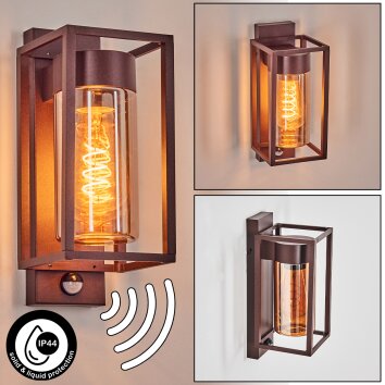 Boucinho outdoor wall light rust-coloured, 1-light source, Motion sensor