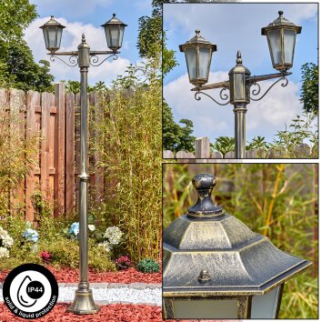 Loria outdoor light, lamp post, path light brown, gold, 2-light sources