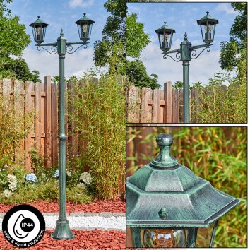 Loria outdoor light, lamp post, path light green, black, 2-light sources