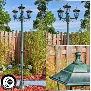 Loria outdoor light, lamp post, path light green, black, 3-light sources