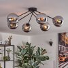 Gastor ceiling light, globe light 80 cm chrome, Smoke-coloured, 6-light sources