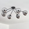 Gastor ceiling light, globe light 80 cm chrome, Smoke-coloured, 6-light sources