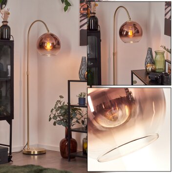 Koyoto globe light, floor lamp brass, 1-light source