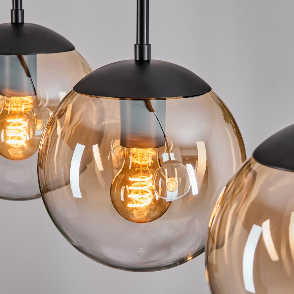 Gastor hanging light, globe light Amber, clear, 3-light sources