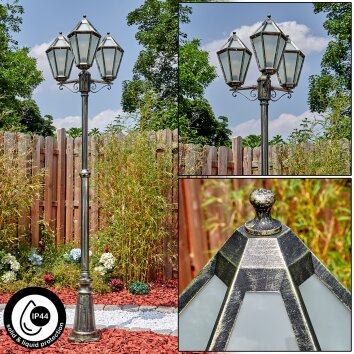 Falfosa outdoor light, lamp post, path light gold, black, 3-light sources